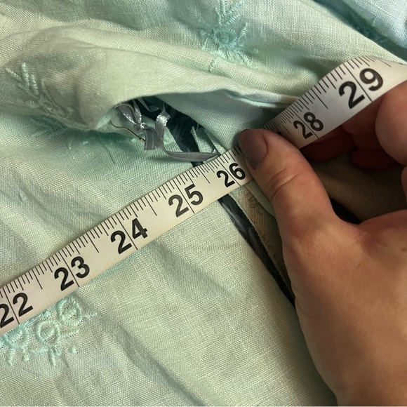 Symple NYC Mint Green 100% Linen Embroidered Tunic Blouse Size 2X NWT - Picture 4 of 6